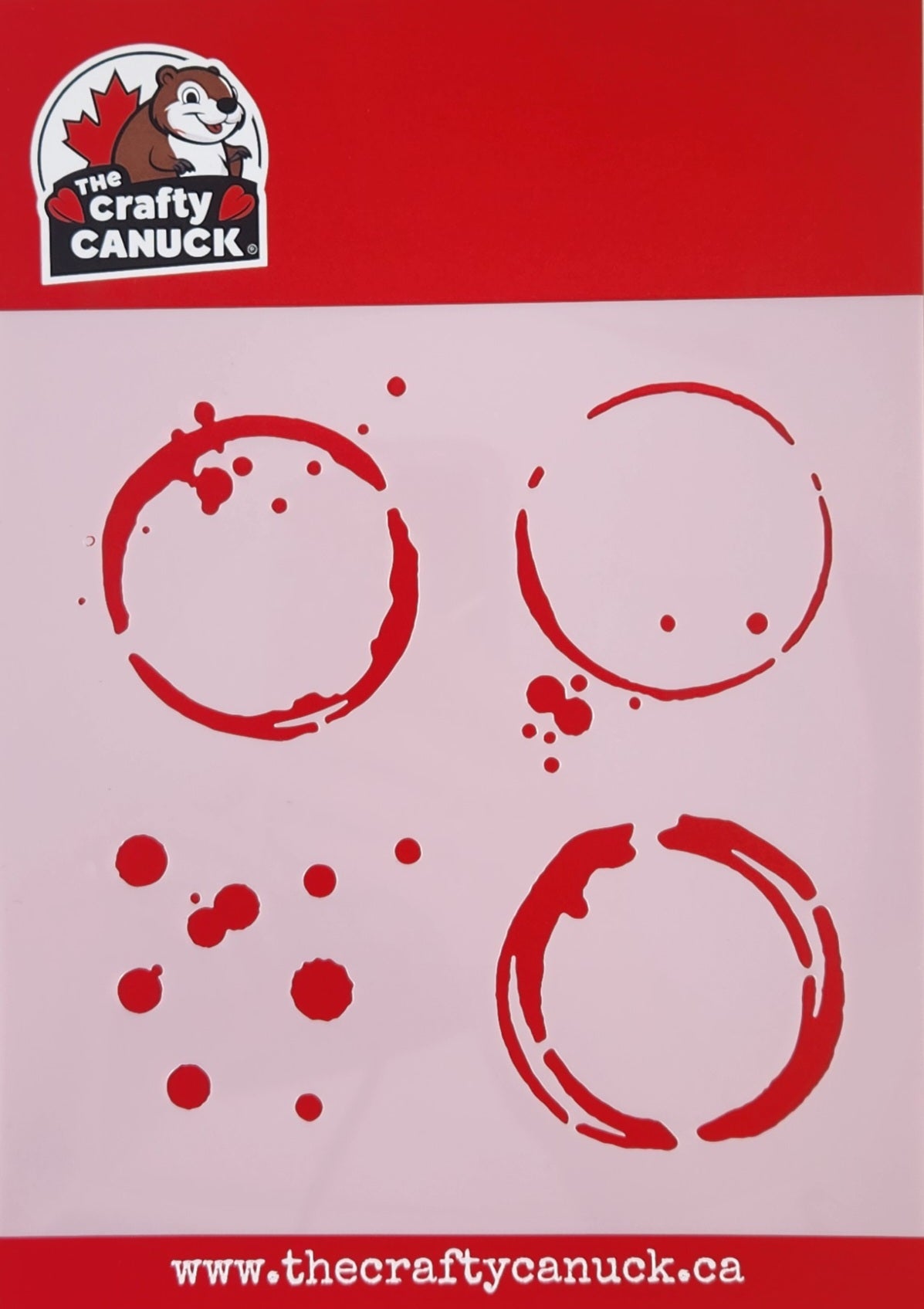 The Crafty Canuck Stencil 6x6 Coffee Stains with Drops