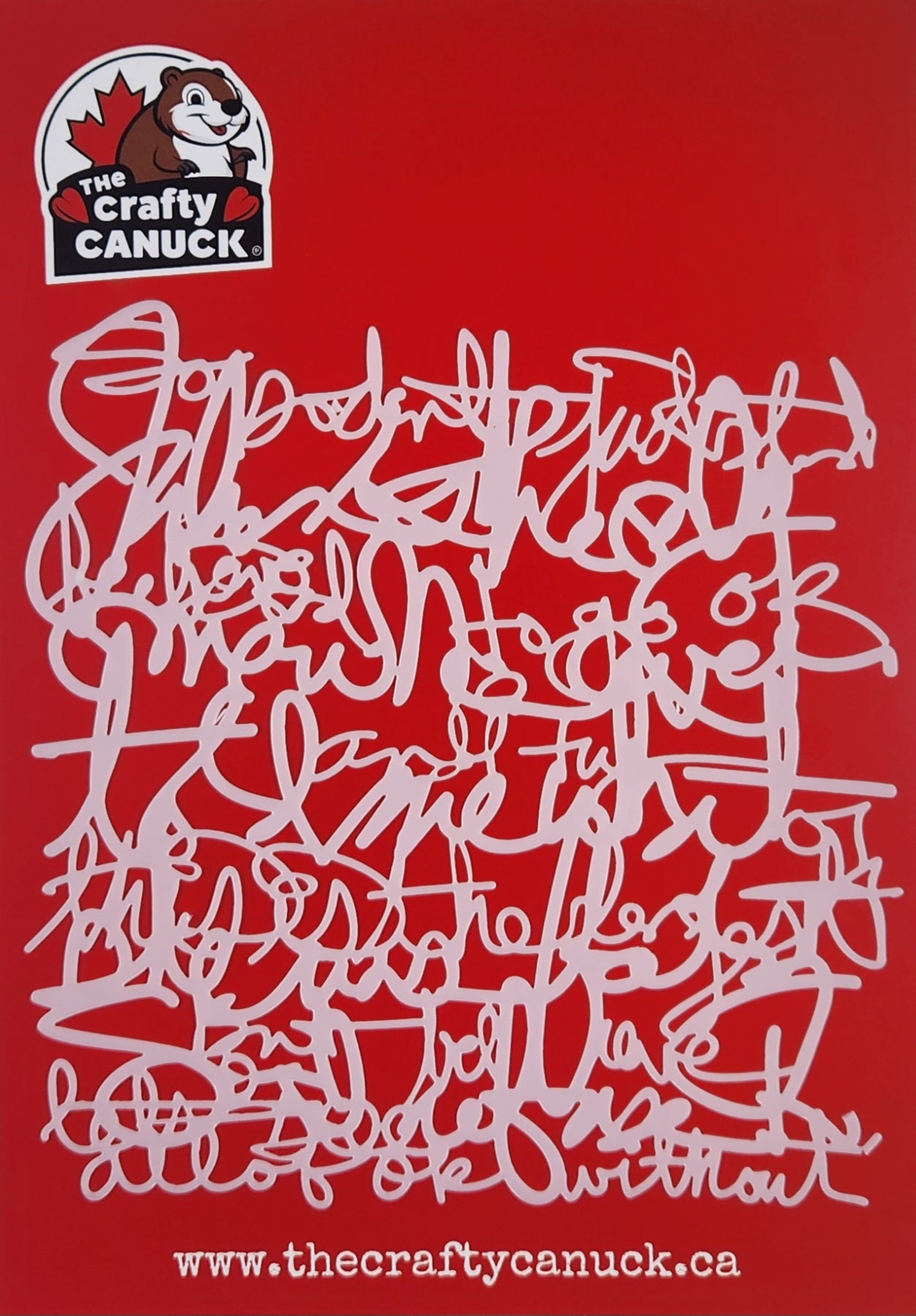 The Crafty Canuck Stencil 6x6 Scribbled Script