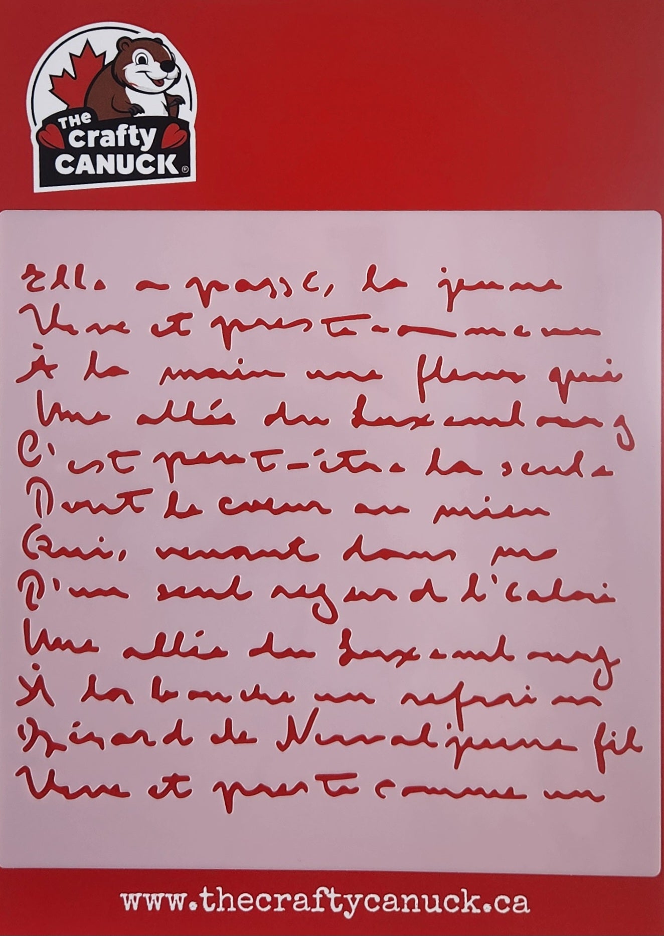 The Crafty Canuck Stencil 6x6 Short Script #1
