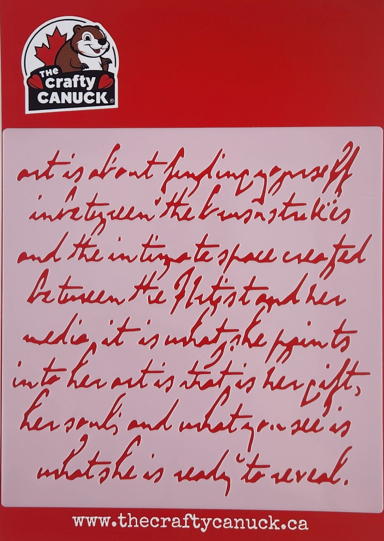 The Crafty Canuck Stencil 6x6 Short Script #2